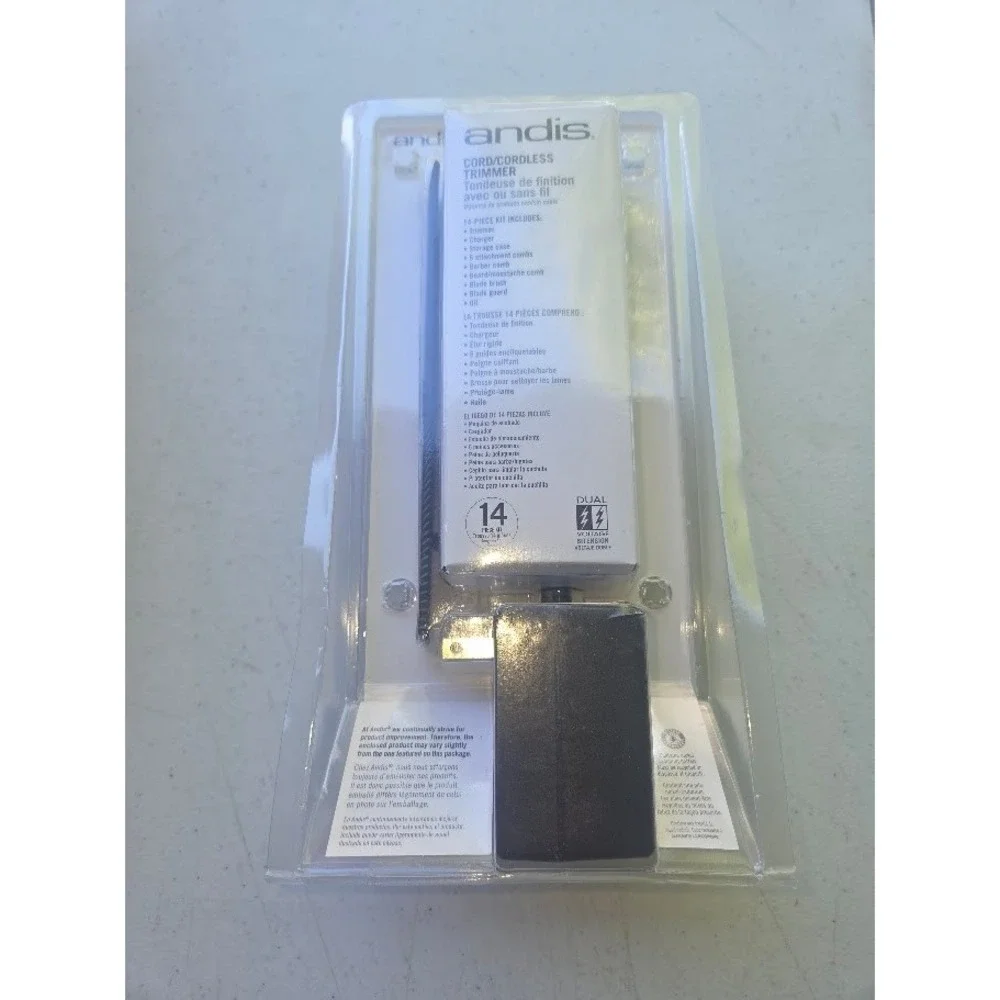 Andis Cord/Cordless Trimmer 14 Piece Kit with T-Blade and 6 Attachment Combs